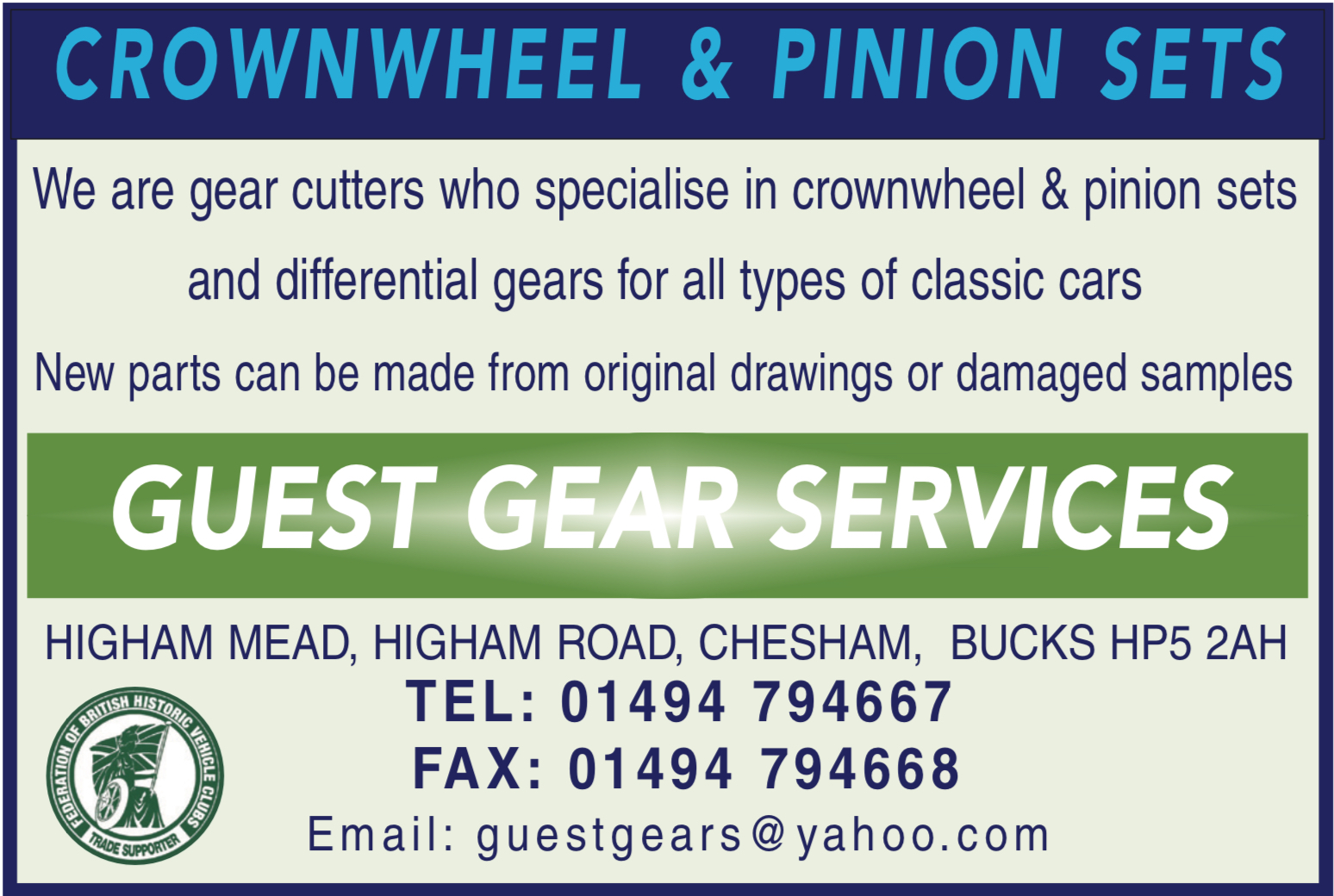 Guest Gear Services - Gear Cutting, crownwheel pinion sets, differential gears