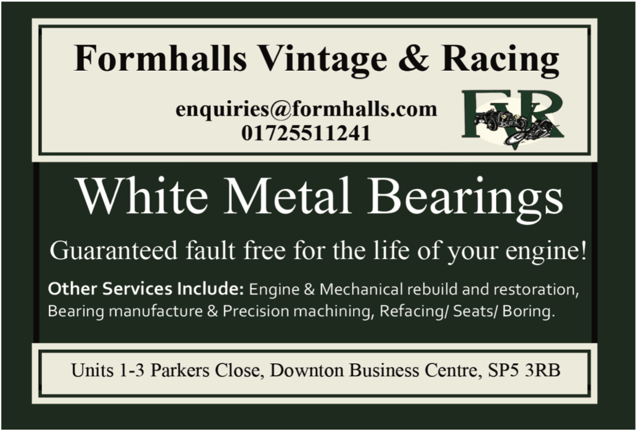 Formhalls Vintage & Racing - highest quality white metal bearings, mechanical rebuild and restoration, refacing sears and boring